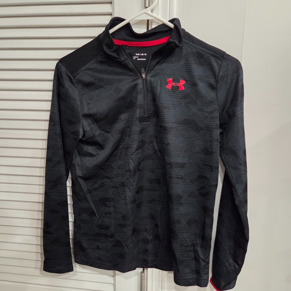 Under Armour Youth Large HeatGear 1/4 Zip Long Sleeve Black Pullover